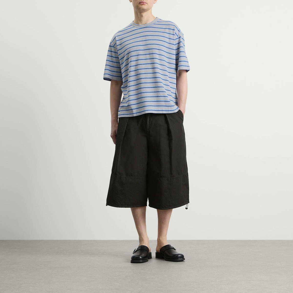 YMC Men's Triple Rapport Stripe T Shirt in Blue Multi