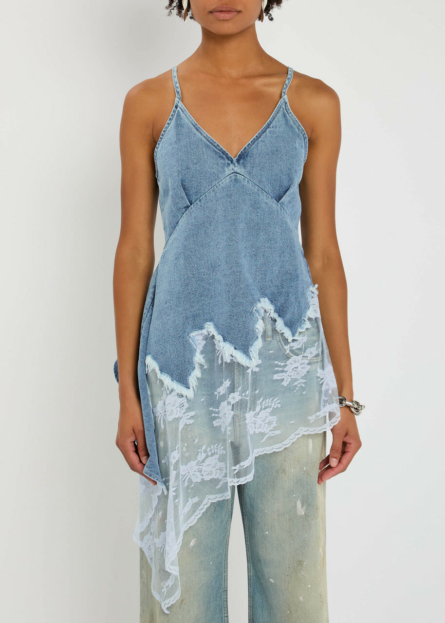 Marques' Almeida Asymmetric Denim top Light Blue