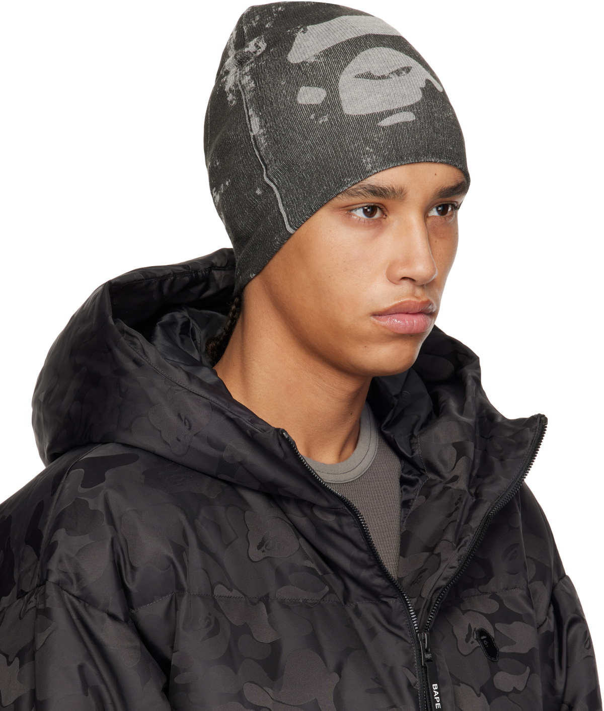 BAPE Gray Ape Head Knit Beanie
