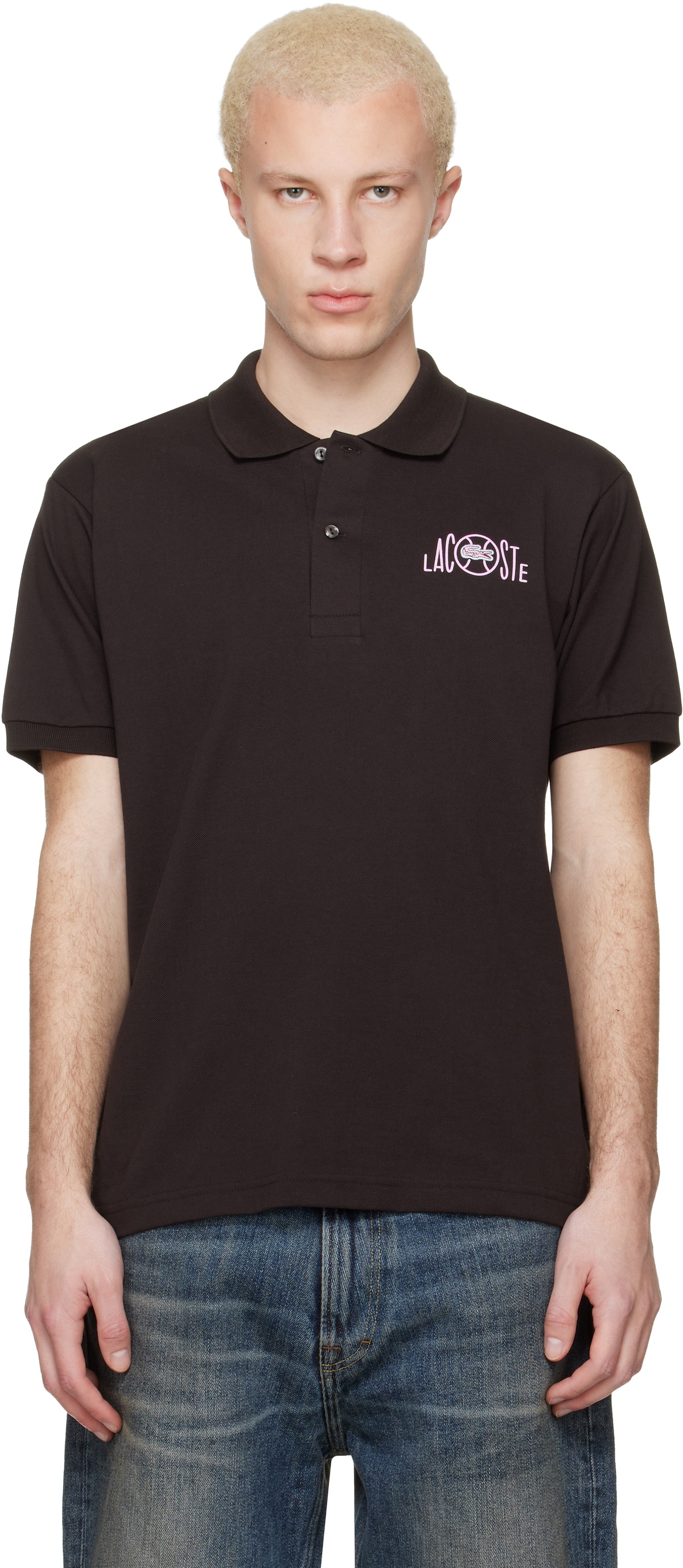 Lacoste Brown Classic Fit Graphic Branding Polo