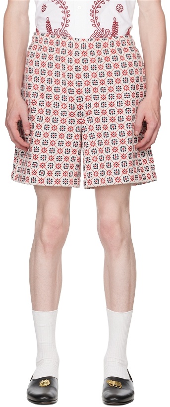 Photo: Bode Red Floral Rugby Shorts