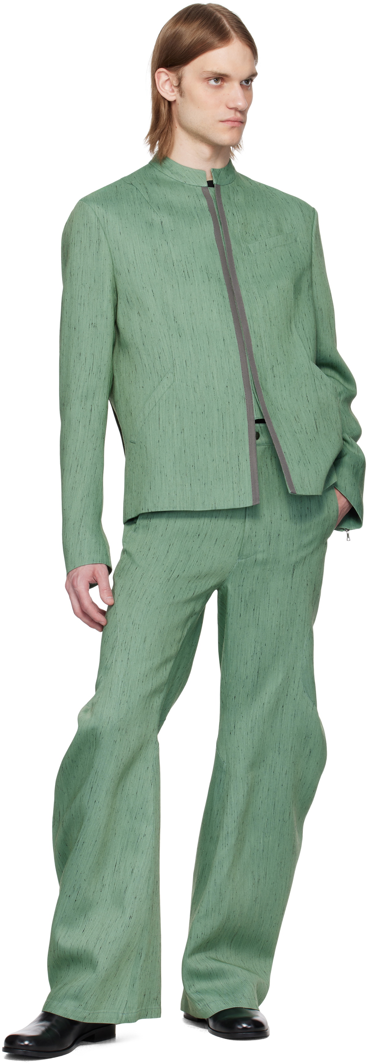 CMMAWEAR SSENSE Exclusive Green Articulated Back-Zip Trousers