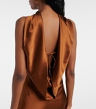 Rebecca Vallance Phoenix draped silk satin cocktail dress