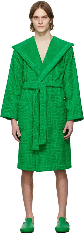 Photo: Bottega Veneta Green Intreccio Bath Robe