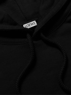 Loewe - Leather-Trimmed Cotton-Jersey Hoodie - Black