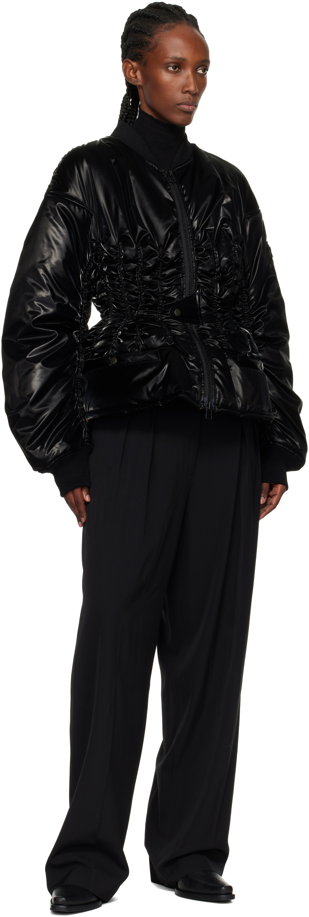 Junya Watanabe Black Cinched Bomber Jacket