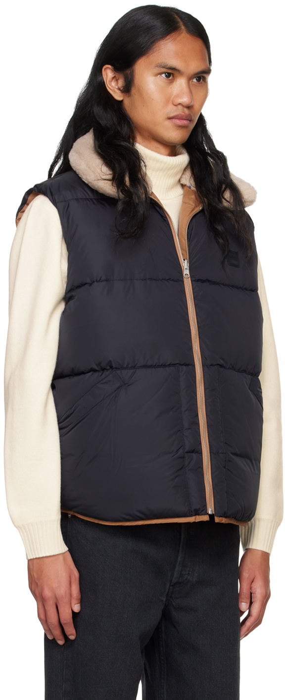 A.P.C. Tan & Black Teddy Reversible Puffer Vest A.P.C.
