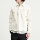 AMI Paris Men's Denim Overshirt With Knitted Ami De Coeur in Blanc Creme