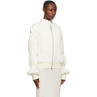 Winnie Off-White Silk Ruched Bomber Jacket