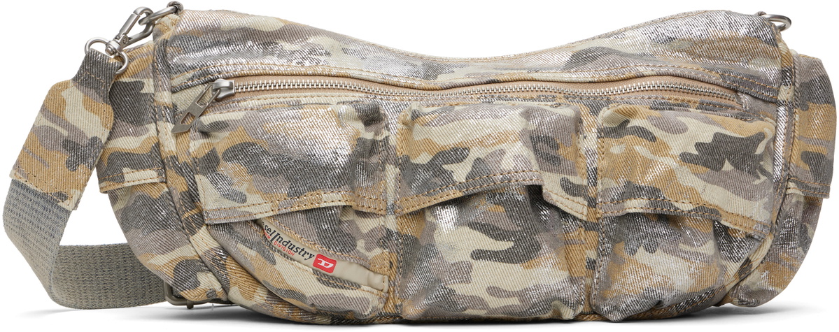 Diesel Gray & Beige Multi-Pkts X Shoulder Bag