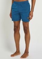 Stone Island Logo Crinkled Nylon Swim Shorts Blue