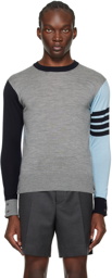 Thom Browne Blue & Gray Funmix 4-Bar Sweater