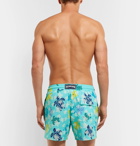 Vilebrequin - Moorise Mid-Length Glow-In-The-Dark Printed Swim Shorts - Men - Light blue