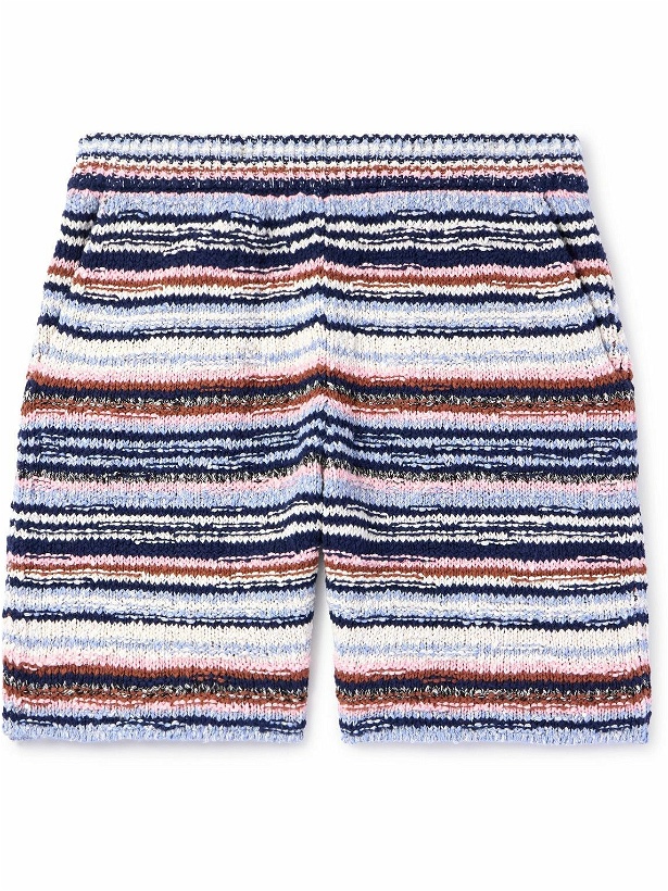 Photo: Marni - Straight-Leg Striped Crocheted Cotton Shorts - White