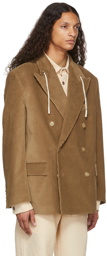 Palm Angels Brown Double-Breasted Blazer