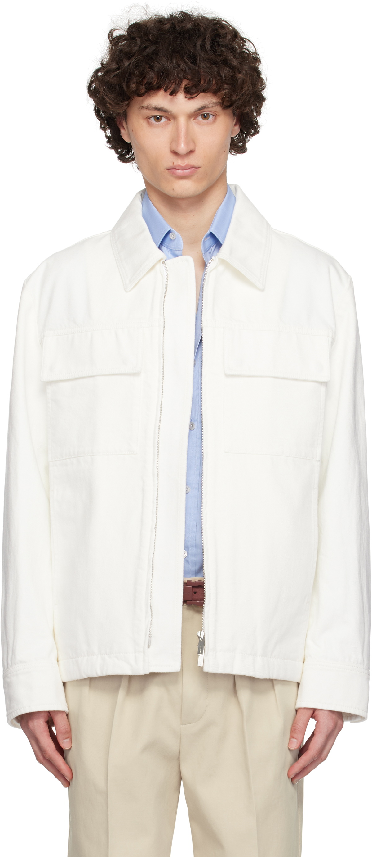 Ferragamo White Applied Pockets Denim Jacket Salvatore Ferragamo