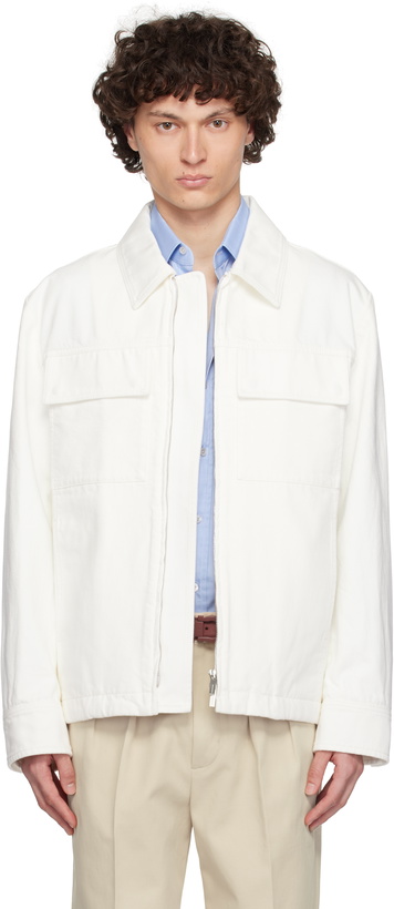 Photo: Ferragamo White Applied Pockets Denim Jacket