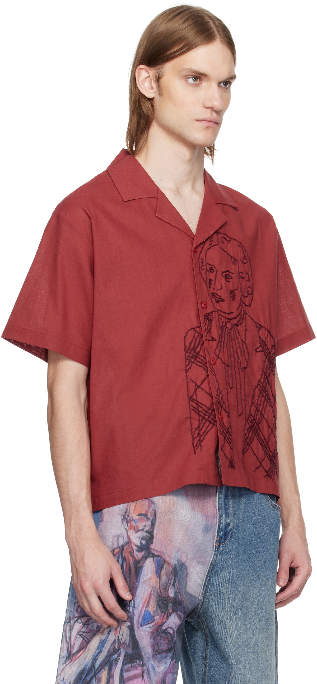 KidSuper Red Hand Stitched Woman Shirt