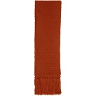 Dries Van Noten Orange Wool Oversized Tibet Scarf