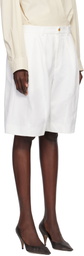 Black Comme des Garçons White Polyester Twill Shorts