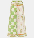 Alémais Checked printed linen culottes