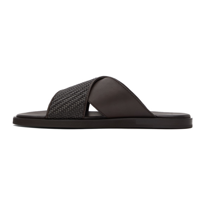 Ermenegildo Zegna Brown Criss-Cross Sandals