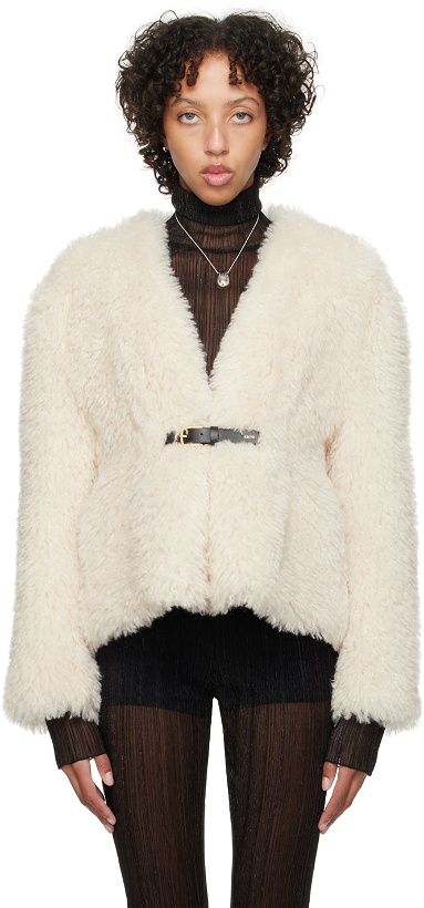 Photo: Recto Off·White Belted Faux-Shearling Jacket