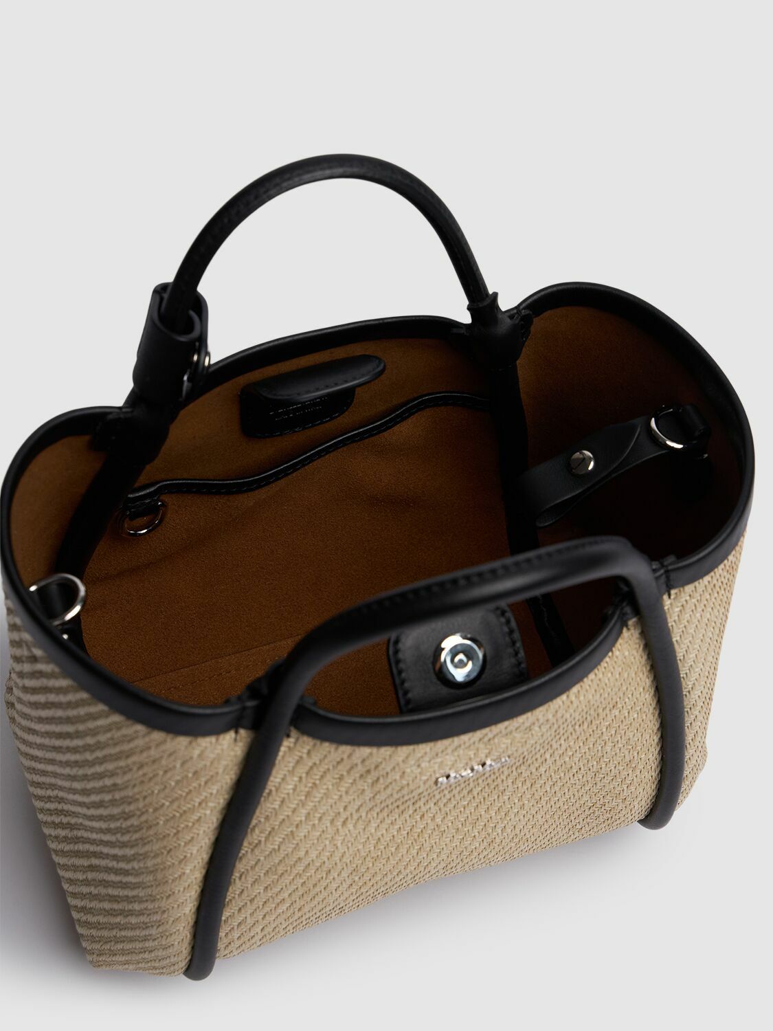 MaxMara Summermini マリンラフィアエフェクトクロスボディBag♪ Raffia-effect fabric mini Marine bag, mustard | 