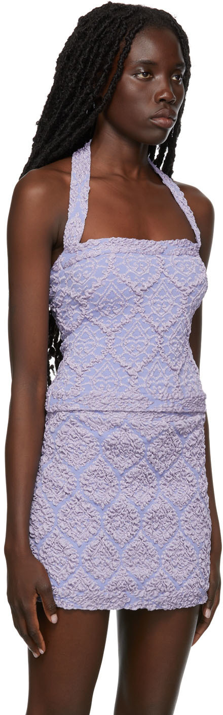 Gauntlett Cheng SSENSE Exclusive Purple Knit Bandage Tank Top