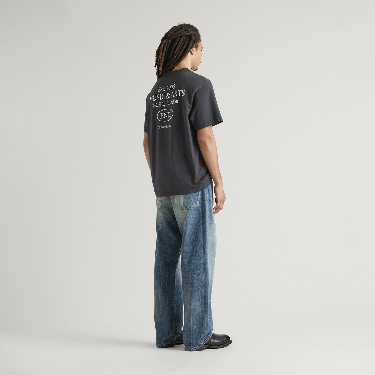 END. Worn Established T-shirt in Cinder Black