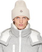 Moncler White Rolled Brim Beanie