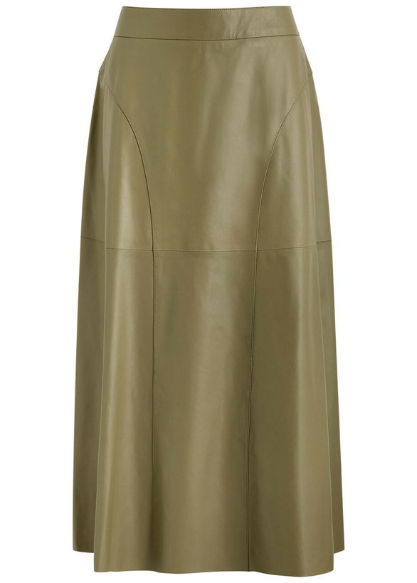 Photo: Arma Indrina Panelled Leather Midi Skirt Sage