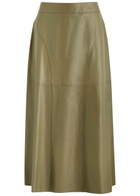 Arma Indrina Panelled Leather Midi Skirt Sage