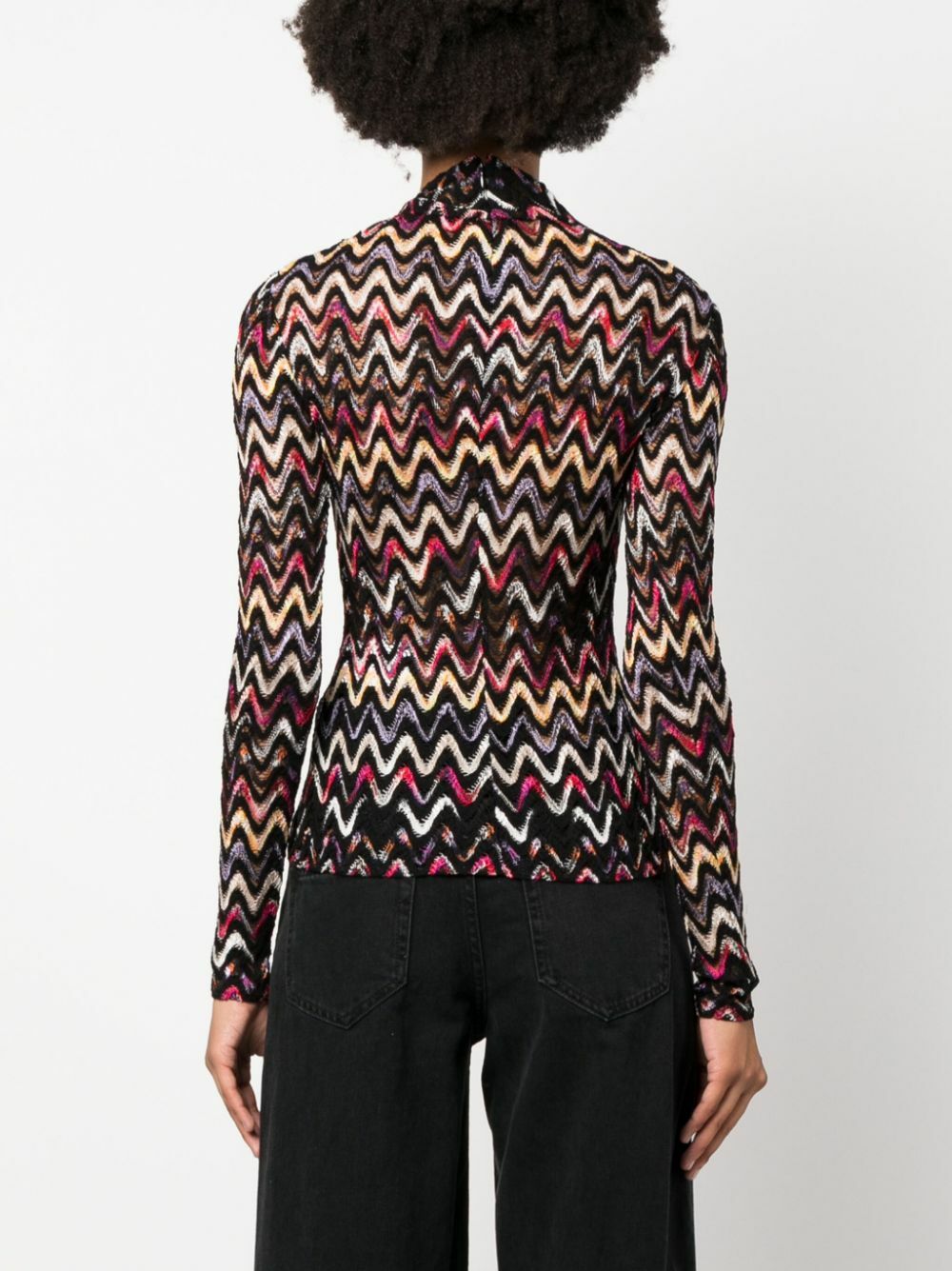 MISSONI Zig Zag Pattern Wool Blend Turtleneck Sweater Missoni MISSONI Zig Zag Pattern Wool Blend Turtleneck Sweater Missoni