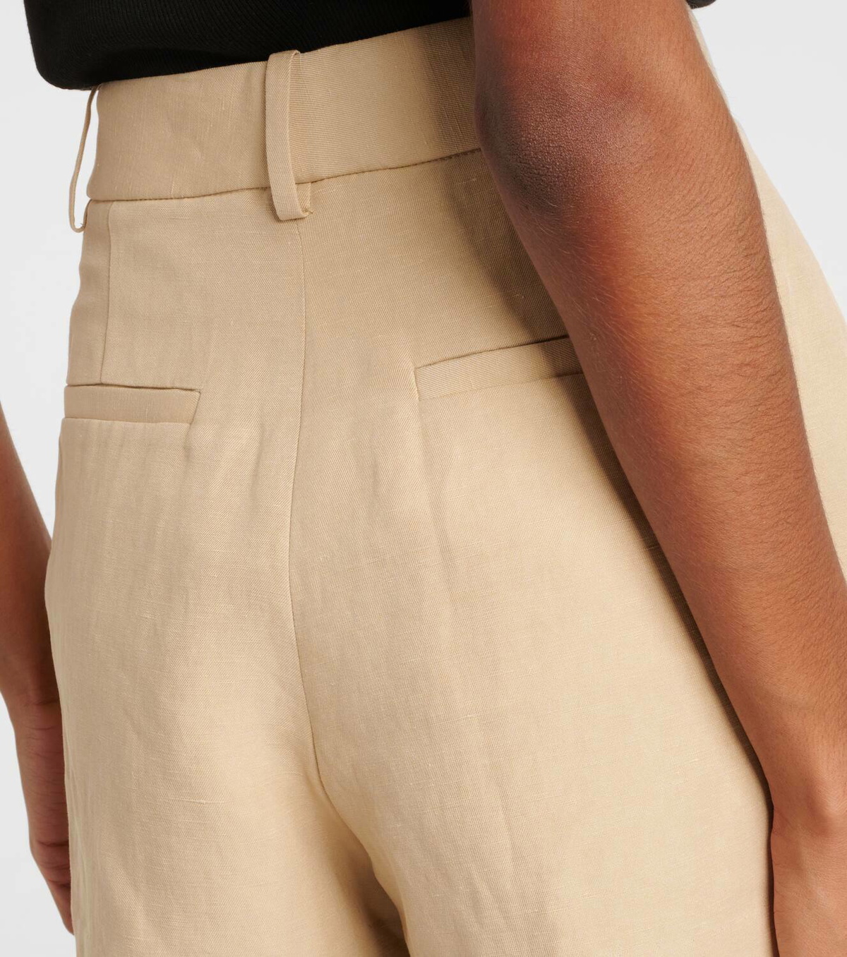 Nili Lotan Pleated high-rise linen and silk shorts