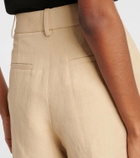 Nili Lotan Pleated high-rise linen and silk shorts
