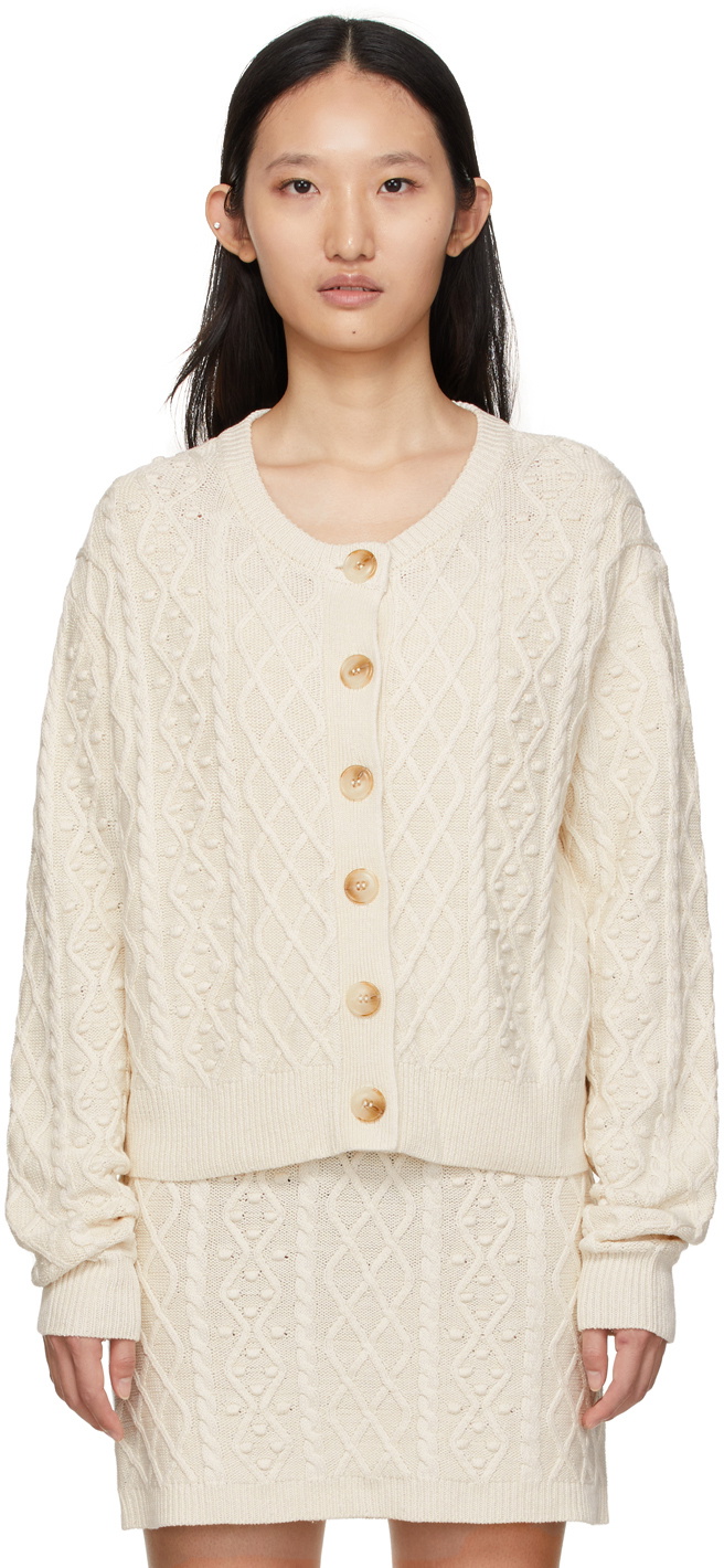 Loulou Studio Off-White Silk & Linen Vilm Cardigan Loulou Studio