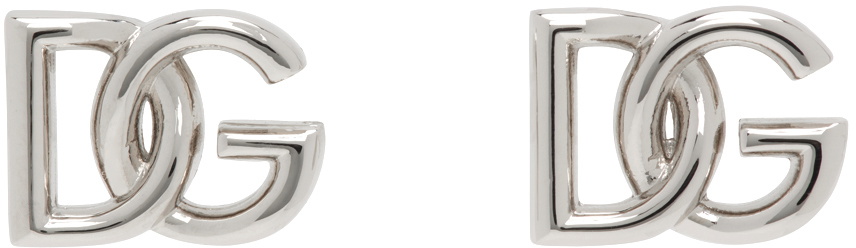 Dolce & Gabbana Silver Logo Stud Earrings