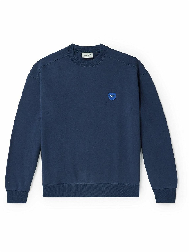 Photo: Carhartt WIP - Logo-Appliquéd Cotton-Jersey Sweatshirt - Blue
