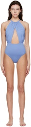 BONDI BORN Blue Camilla One-Piece Swimsuit