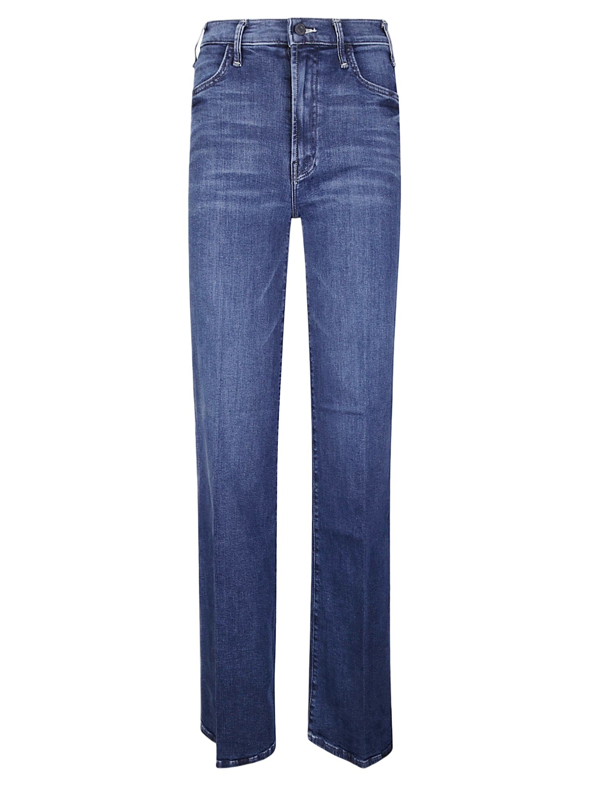 Mother Dark Blue Stretch Denim The Roller Fray Jeans Mother
