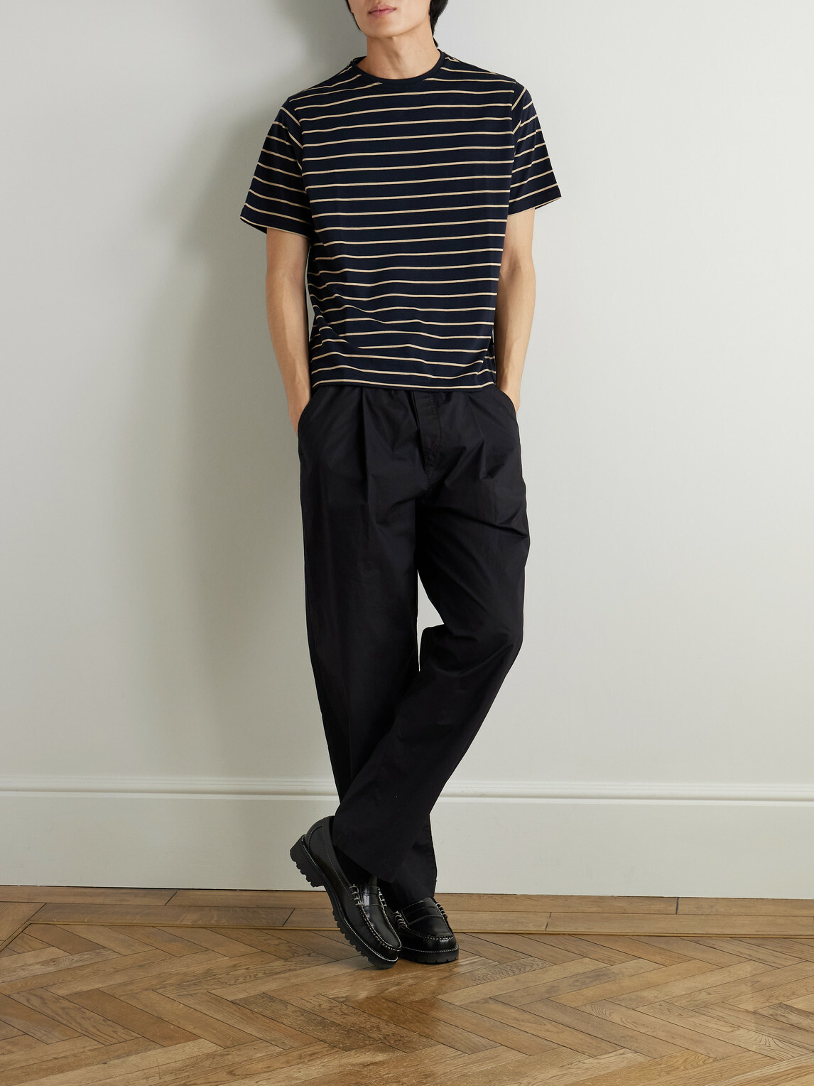 Oliver Spencer - Webber Striped Cotton-Jersey T-Shirt - Blue