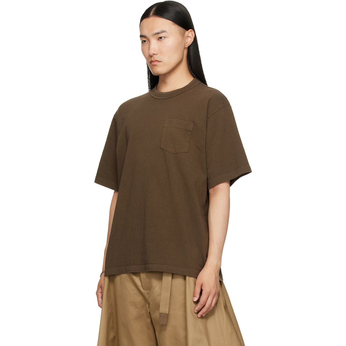 sacai Brown Cotton Jersey T-shirt