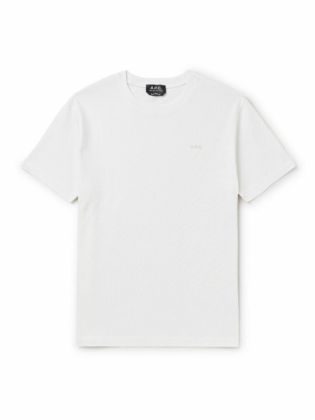 Photo: A.P.C. - Lewis Logo-Flocked Cotton-Jersey T-Shirt - White
