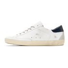 Golden Goose White and Navy Superstar Sneakers