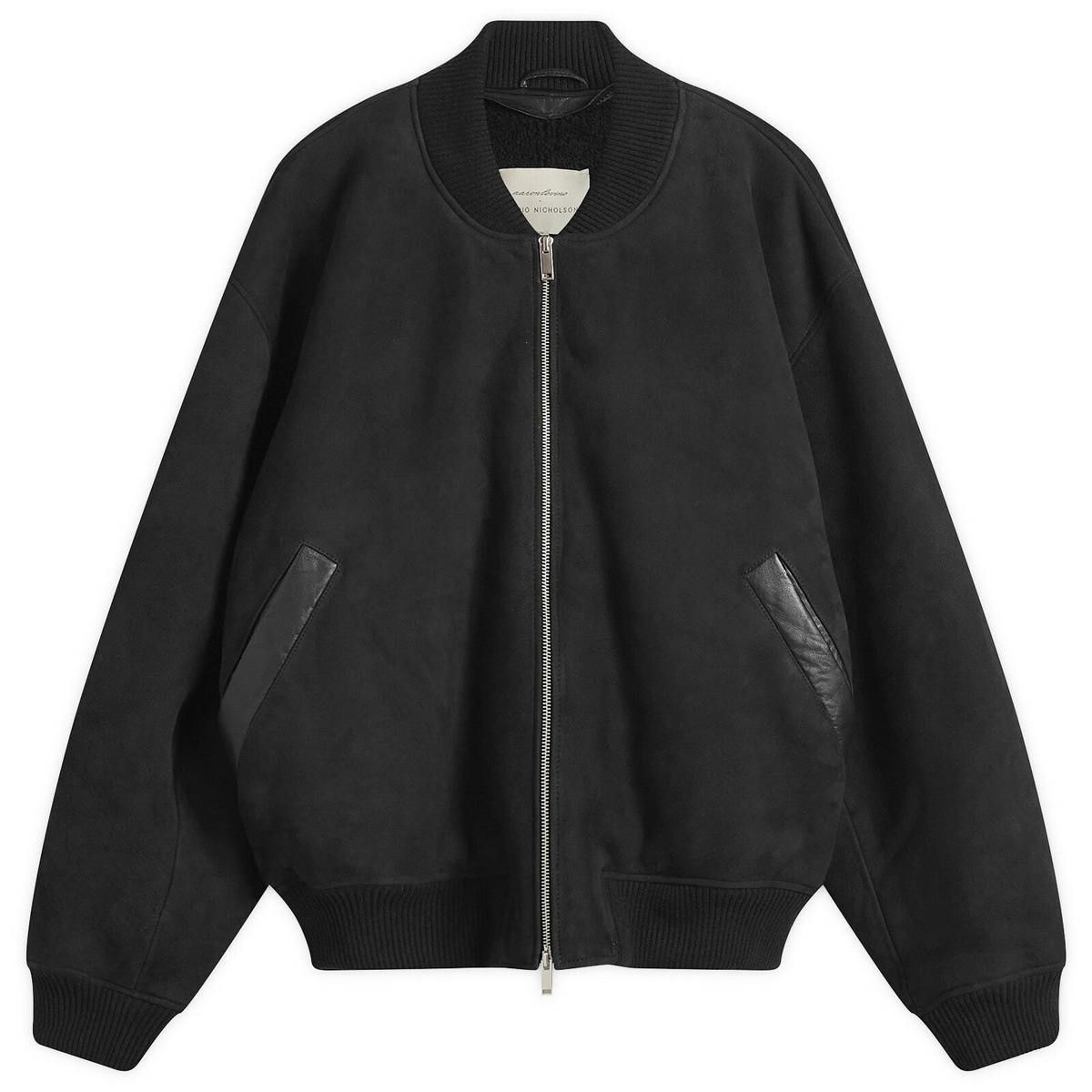 Studio Nicholson Men's Shearling Leather Bomber Jacket in Black