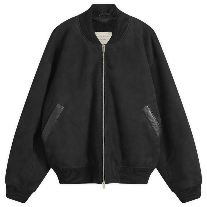 Photo: Studio Nicholson Men's Shearling Leather Bomber Jacket in Black