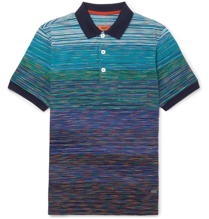 Photo: Missoni - Slim-Fit Space-Dyed Cotton-Piqué Polo Shirt - Men - Blue
