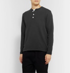 Velva Sheen - Slim-Fit Garment-Dyed Cotton-Jersey Henley T-Shirt - Black