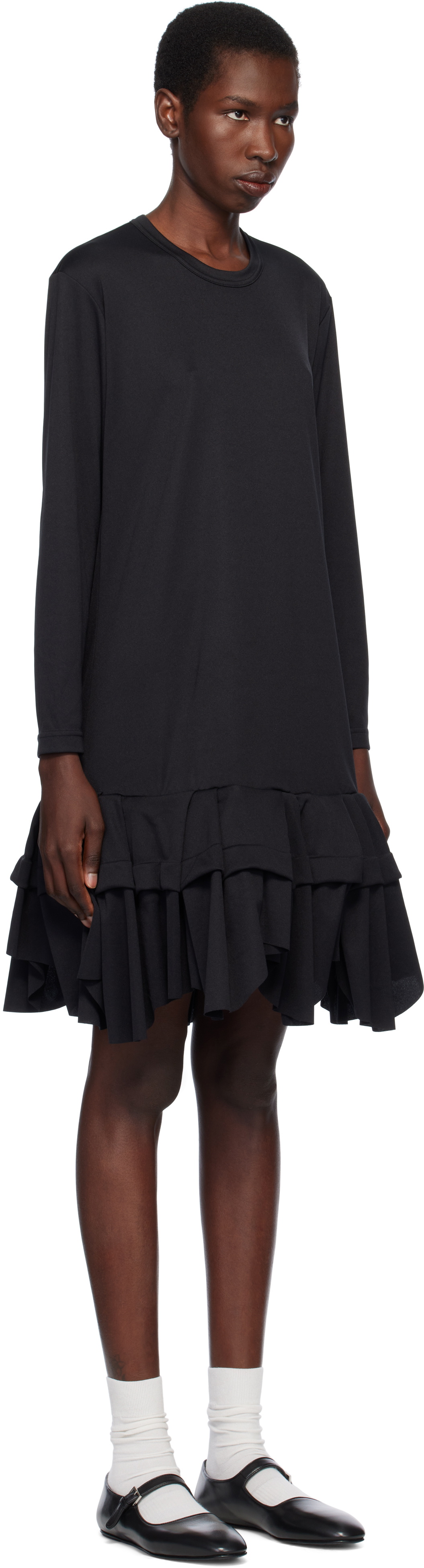 Comme des Garçons Comme des Garçons Black Polyester Smooth & Nylon Hard Tulle Midi Dress